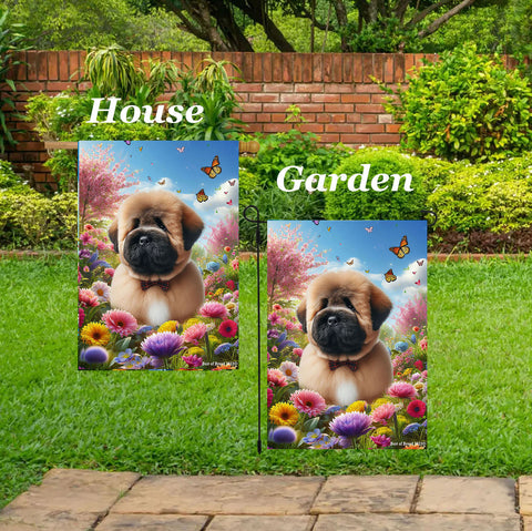 Bouvier Fawn - Best of Breed  Spring Butterflies Outdoor House and Garden Flag
