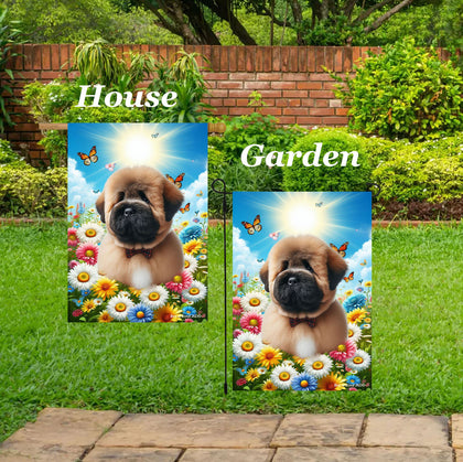 Bouvier Fawn - Best of Breed  Summer Butterflies Outdoor House and Garden Flag
