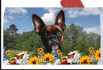 Boxer Brindle  Cropped - Best of Breed Summer Flowers Mailbox Cover Hi-Grade Vinyl 6" x 19"