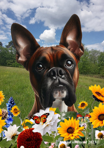 Boxer Brindle  Cropped - Best of Breed  Summer Fields Outdoor House and Garden Flag