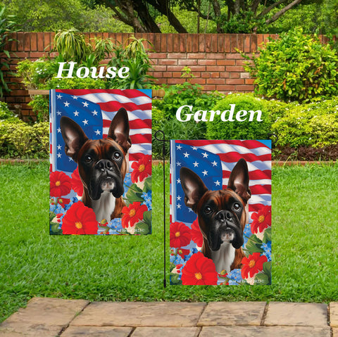 Boxer Brindle  Cropped - Best of Breed  Patriotic I All-American Outdoor House and Garden Flag
