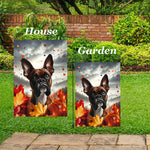 Boxer Brindle  Cropped - Best of Breed  Fall Leaves Outdoor House and Garden Flag