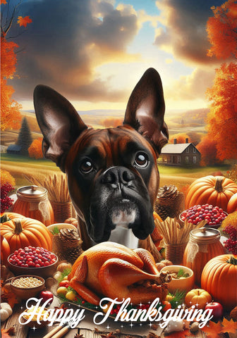 Boxer Brindle  Cropped - Best of Breed  Thanksgiving Outdoor House and Garden Flag