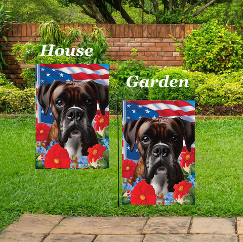 Boxer Brindle  Uncropped - Best of Breed  Patriotic I All-American Outdoor House and Garden Flag
