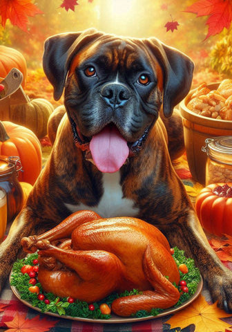 Boxer Brindle - Best of Breed DCR Thanksgiving Outdoor House and Garden Flag