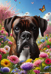 Boxer Brindle  Uncropped - Best of Breed  Spring Butterflies Outdoor House and Garden Flag