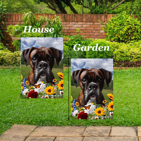 Boxer Brindle  Uncropped - Best of Breed  Summer Fields Outdoor House and Garden Flag