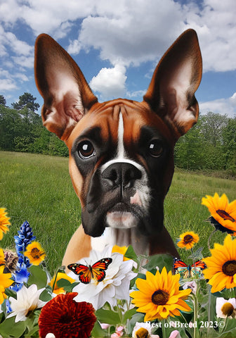 Boxer Fawn Cropped - Best of Breed  Summer Fields Outdoor House and Garden Flag