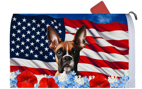 Boxer Fawn Cropped - Best of Breed Patriotic Mailbox Cover Hi-Grade Vinyl 6" x 19"