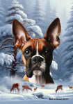 Boxer Fawn Cropped - Best of Breed  Winter Wonderland Outdoor House and Garden Flag