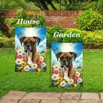 Boxer Fawn Uncropped - Best of Breed  Summer Butterflies Outdoor House and Garden Flag