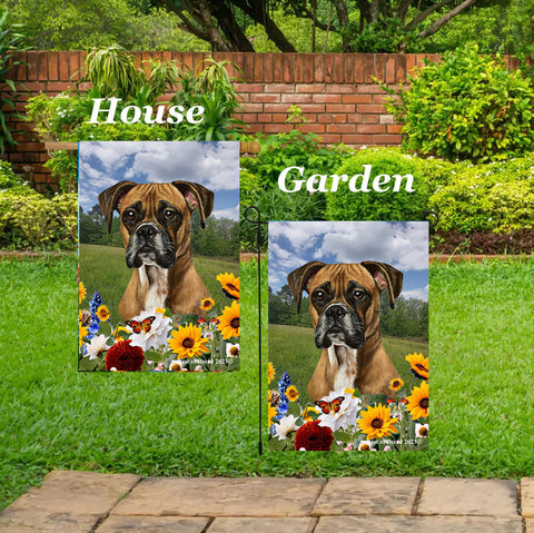 Boxer Fawn Uncropped - Best of Breed  Summer Fields Outdoor House and Garden Flag
