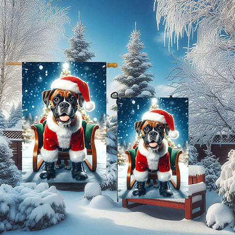 Boxer Fawn Uncropped - Best of Breed DCR Christmas Outdoor House and Garden Flag