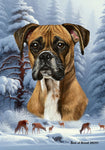 Boxer Fawn Uncropped - Best of Breed  Winter Wonderland Outdoor House and Garden Flag