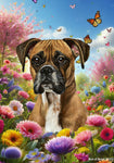 Boxer Fawn Uncropped - Best of Breed  Spring Butterflies Outdoor House and Garden Flag