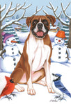 Boxer Fawn Uncropped - Best of Breed Tomoyo Pitcher Winter Snowman Outdoor Flag