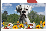 Boxer White Uncropped - Best of Breed Summer Flowers Mailbox Cover Hi-Grade Vinyl 6" x 19"