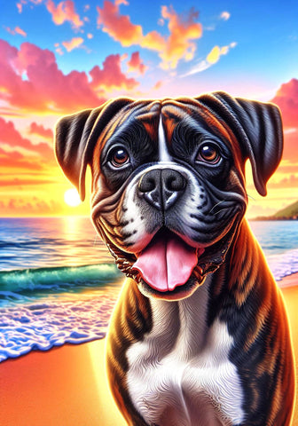Boxer Brindle - Best of Breed DCR Summer Sunset Outdoor House and Garden Flag