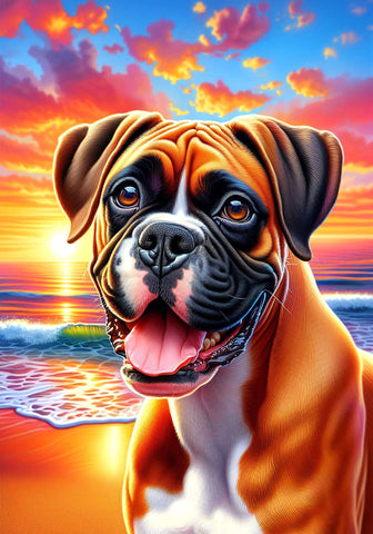 Boxer Fawn Uncropped - Best of Breed DCR Summer Sunset Outdoor House and Garden Flag