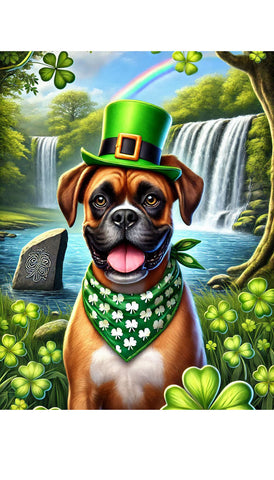 Boxer Fawn Uncropped - Best of Breed DCR Saint Patricks Day Day Outdoor House and Garden Flag