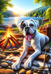 Boxer White Uncropped - Best of Breed DCR Summer Camping   Outdoor House and Garden Flag