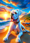 Boxer White Uncropped - Best of Breed DCR Summer Sunset Outdoor House and Garden Flag