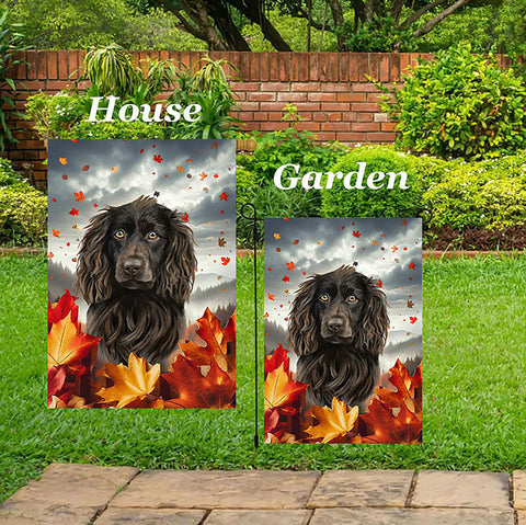 Boykin Spaniel - Best of Breed  Fall Leaves Outdoor House and Garden Flag