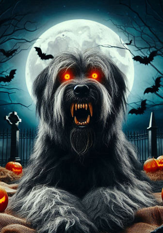 Briard Grey - Best of Breed DCR Halloween Outdoor House and Garden Flag