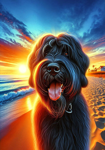 Briard Black - Best of Breed DCR Summer Sunset Outdoor House and Garden Flag