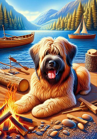 Briard Fawn - Best of Breed DCR Summer Camping   Outdoor House and Garden Flag