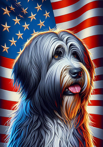 Briard Grey - Best of Breed DCR Patriotic III   Outdoor House and Garden Flag
