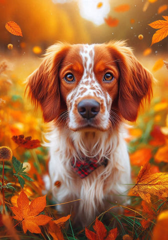 Brittany Spaniel - Best of Breed DCR Falling Leaves Outdoor Flag