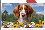 Brittany Spaniel - Best of Breed Summer Flowers Mailbox Cover Hi-Grade Vinyl 6" x 19"