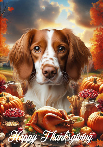 Brittany Spaniel - Best of Breed  Thanksgiving Outdoor House and Garden Flag