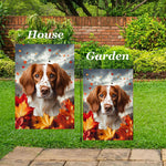Brittany Spaniel - Best of Breed  Fall Leaves Outdoor House and Garden Flag