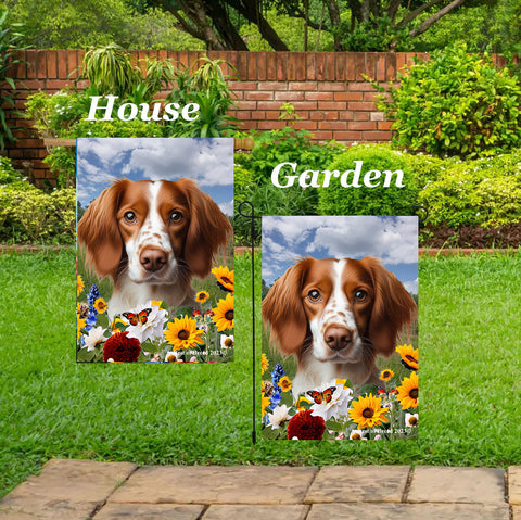 Brittany Spaniel - Best of Breed  Summer Fields Outdoor House and Garden Flag