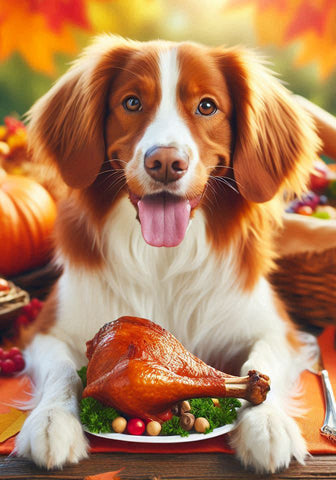 Brittany Spaniel - Best of Breed DCR Thanksgiving Outdoor House and Garden Flag