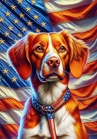 Brittany Spaniel - Best of Breed DCR Patriotic III   Outdoor House and Garden Flag