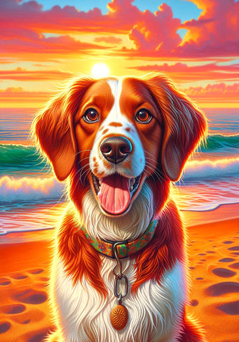 Brittany Spaniel - Best of Breed DCR Summer Sunset Outdoor House and Garden Flag