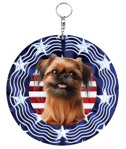 Brussels Griffon - Best of Breed  Stars and Stripes Aluminum 10" Wind Spinner