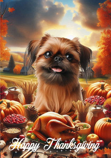 Brussels Griffon - Best of Breed  Thanksgiving Outdoor House and Garden Flag