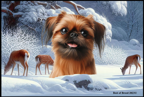 Brussels Griffon - Best of Breed Winter Wonderland Floor Mat Tufted Loop 18" x 27"