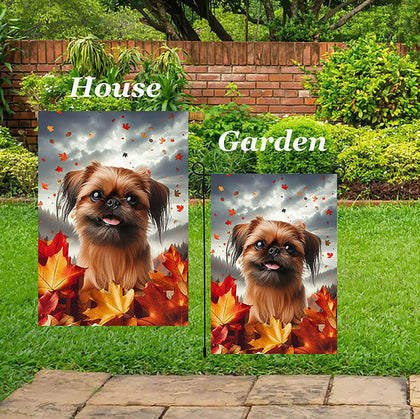 Brussels Griffon - Best of Breed  Fall Leaves Outdoor House and Garden Flag