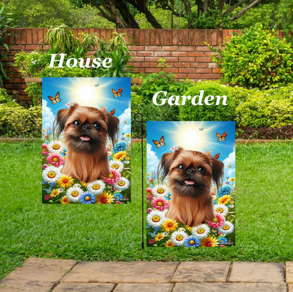 Brussels Griffon - Best of Breed  Summer Butterflies Outdoor House and Garden Flag
