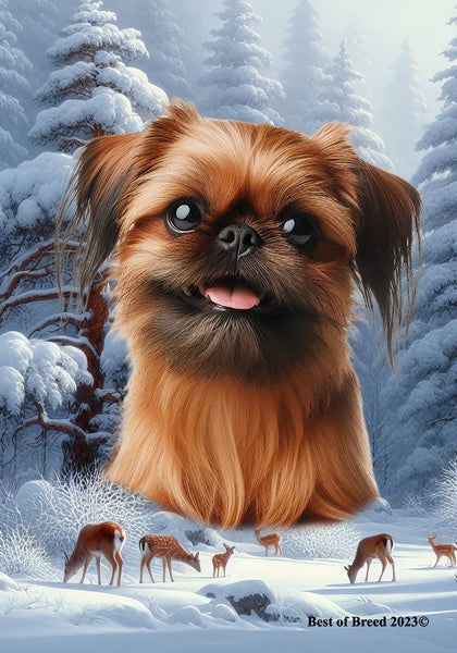 Brussels Griffon - Best of Breed  Winter Wonderland Outdoor House and Garden Flag