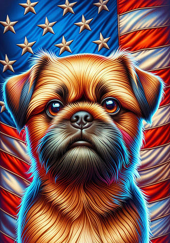 Brussells Griffon Tan - Best of Breed DCR Patriotic III   Outdoor House and Garden Flag