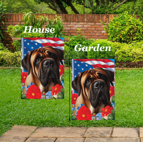 Bull Mastiff - Best of Breed  Patriotic I All-American Outdoor House and Garden Flag ..