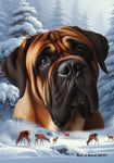 Bull Mastiff - Best of Breed  Winter Wonderland Outdoor House and Garden Flag ..