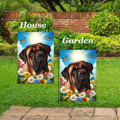Bull Mastiff - Best of Breed  Summer Butterflies Outdoor House and Garden Flag ..