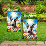 Bull Terrier Brown/White - Best of Breed  Summer Butterflies Outdoor House and Garden Flag